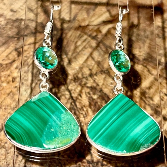 Green Malachite Earrings 2” - Picture 5 of 11